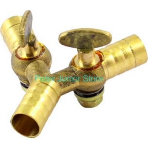 8.6mm Inner Dia Three Way Double Outlet Y Shape Brass Gas Control Valve