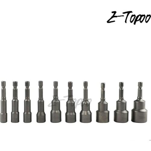 10Pcs/Set metric socket magnetic nut driver adapter wrench Drill Bit 1/4inch hexagonal