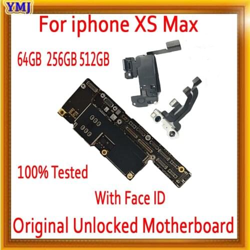 100% Original For iPhone XS Max motherboard with/no Face ID Full Unlocked With IOS system& full Chips logic board Support update