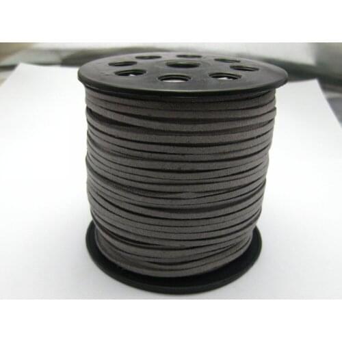 100 Yards Grey Faux Suede Flat Leather Cord Lace String 3mm