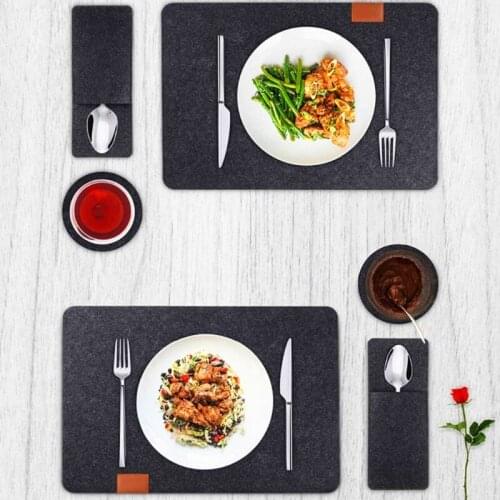 12 Pcs/Set Table Placemats Drink Coasters Cutlery Pouch Holder Protective Dining Table Pad Mat Washable Non-Slip