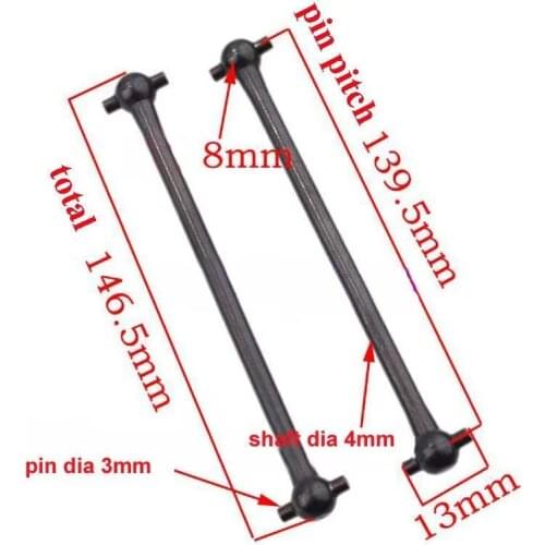 2PCS Alloy Dogbone Drive Shaft Pin to Pin 80.5mm 88mm 91mm 94mm 95mm 100mm 106mm132mm 139.5mm Link Rod for RC 1:8 Model Car