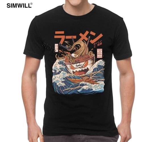 2019 Fashion Japanese Harajuku T-Shirt Men Summer Hip Hop T Shirt Noodle Ship Cartoon Ramen Streetwear Tshirt Cotton Casual Tee