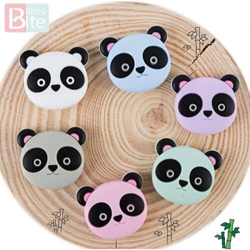 Bite Bites 3pc Panda Silicone Beads Food Grade Silicone Bead Teething Pendant For Pacifier BPA Free Baby Goods Baby Teether