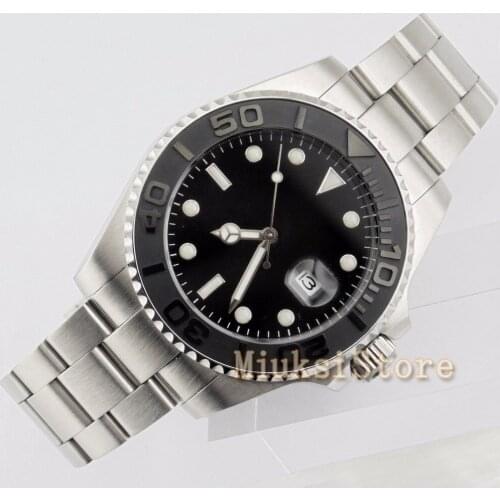 43mm black dial sapphire glass BLACK uni-directional bezel automatic men watch top brand