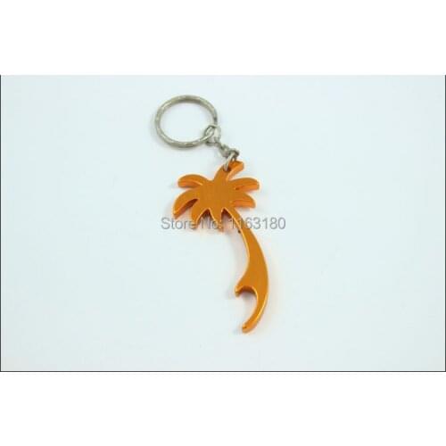 480 pcs/lot palm tree shape keychains beer can bottle opener key ring promotion gift free shipping