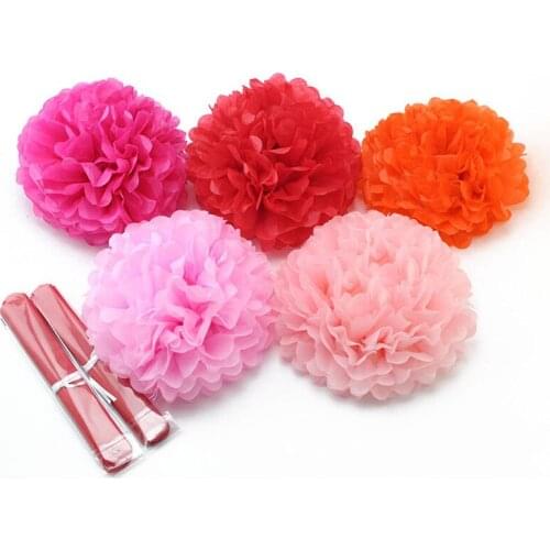 5pcs/lot 6'' Cute Paper Pompoms Wedding Decorative Paper Flowers Ball Baby Shower Birthday Party Decoration paper pom poms