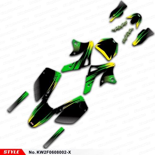 Aftermarket Personalised Graphics Motorbike Decals for KX 250F KX 450F 2006 2007 2008 Style No.KW2F0608002-X, Green Black