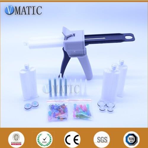 Free Shipping 2:1 & 1:1 50 ml 50 cc Manual Adhesive Dispensing Caulking Gun With Cartridge & Needles
