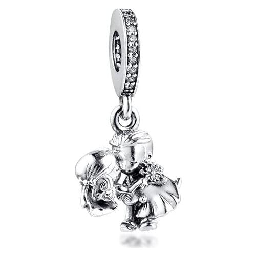 Beads fits for Necklaces Bracelets 100% 925 Sterling-Silver-Jewelry Married Couple Dangle Charms Free Shipping