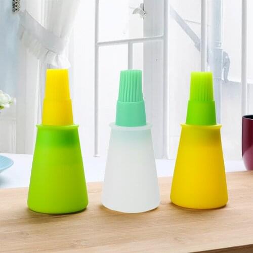 Storage Bottles BBQ Tools Kitchen Accessories Silicone Oil Bottle with Brush for Barbecue Cooking Baking Pancake