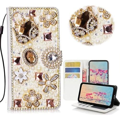 Diamond Flower Handbag Card Slot Flip Wallet Leather Case Cover For Samsung Galaxy Note 20 10 9 8 S21 S20 FE Ultra S10/9/8 Plus
