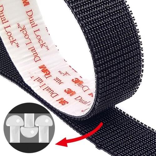 Black Velcro Fastener Adhesive Tape Sewing Fabric Double Sided Adhesive Velcro Mushroom Adhesive Fastener Tape Dual Lock Dual-Si