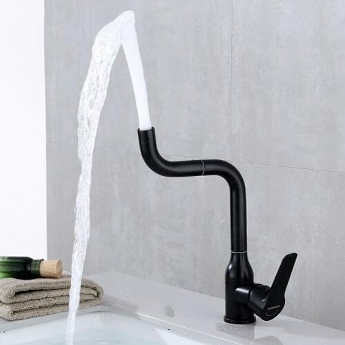360 Rotation Black Bathroom Basin Faucets Wash Face Head Gargle Desk Mounted Kitchen Accessories Sink Mixer Hot Cold Water Taps