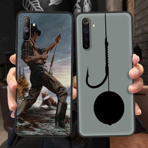 Black Case For Realme 8 7 6 Pro C21 C3 XT GT Neo Soft Coque C21Y C20A X50 5 High Quality Phone Cover Bumper Carp Fishing Fish