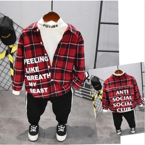 Children Clothing winter boys Sport Suit Baby Kids Plush shirt, plush T-shirt, plush pants boys Clothes Sets kids casual Suit