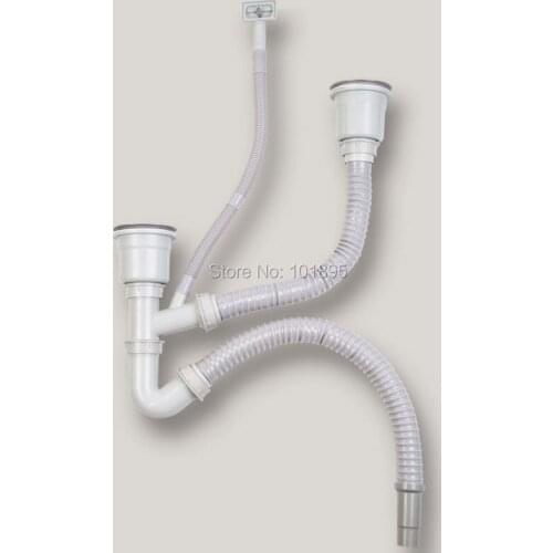 X19028 Stainless Steel Material Double Kitchen Sink Strainer with Flexible Hose