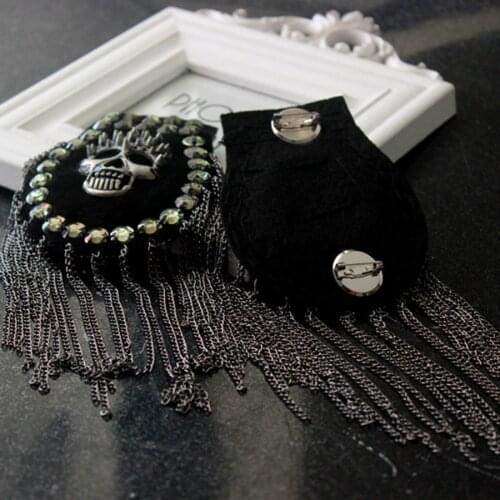 1 Pair Rivet Epaulets Shoulder Pins Epaulet Epaulette Tassel Accessories Hip Hop Bar Nightclub Singer Stage Show Party Brooch