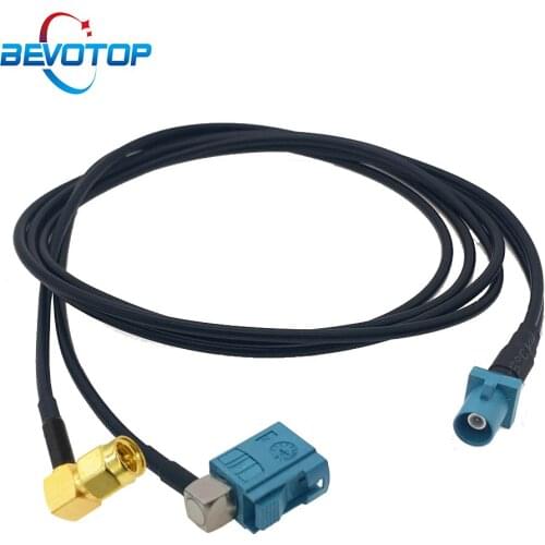 Fakra Z Male to Fakra Z Female Right Angle+ SMA Male 90 Degree RG174 Pigtail Car Navigation GPS Antenna Extension Coaxial Cable