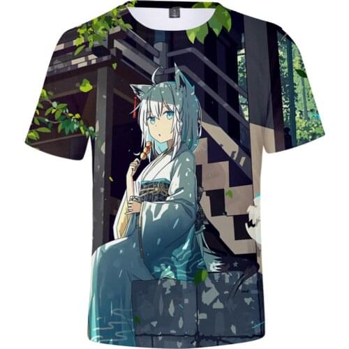 HOLOLIVE Shirakami Fubuki 3D Spring Summer Preppy Style Men/Women Street Clothes Kawaii T-shirt Lovely Retro Innovation