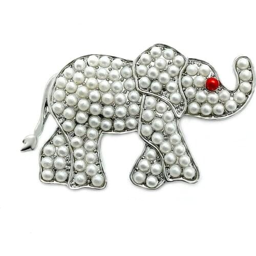 Delicate imitation pearl inlaid metal elephant shape brooch Greek sorority society DELTA symbol jewelry DIY Pin
