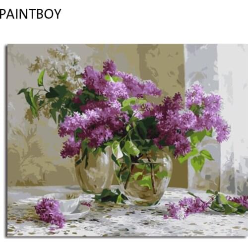 PAINTBOY Framed Pictures DIY Digital Oil Painting By Numbers Modern Flower Home Decor For Living Room