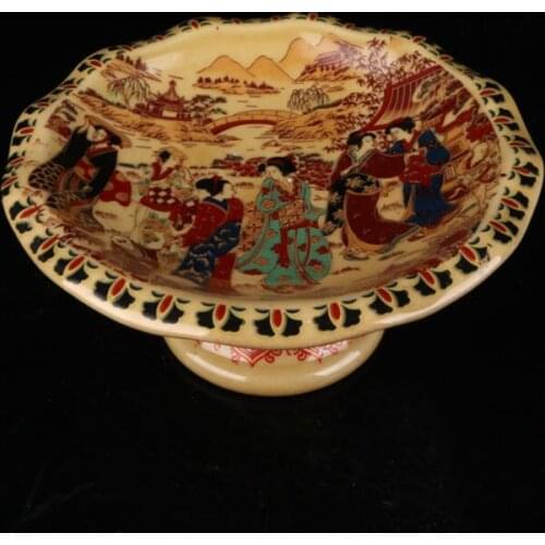 China Enamel color ceramic beauty pattern Fruit tray crafts statue