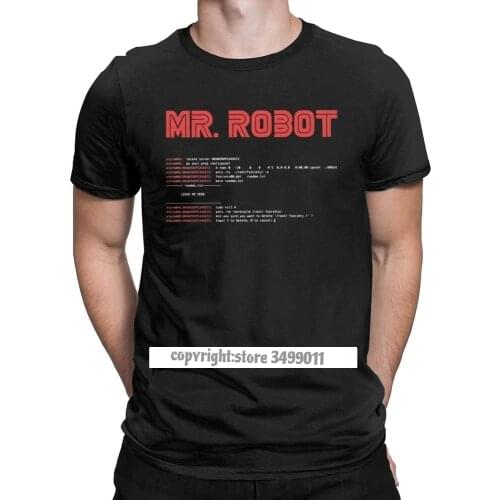 Cool Mr Robot Tops T Shirt Programming Programmer Tees Developer Code Tshirts Men Crew Neck Cotton Fitness Big Size Clothes