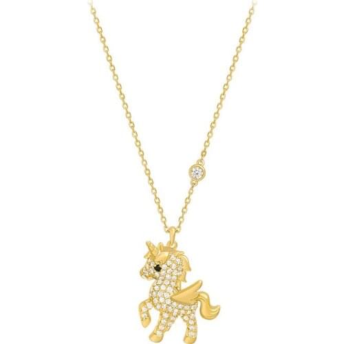 South Korean Fashion Unicorn pendant necklace new simple clavicle chain fashion jewelry accessories gold chain