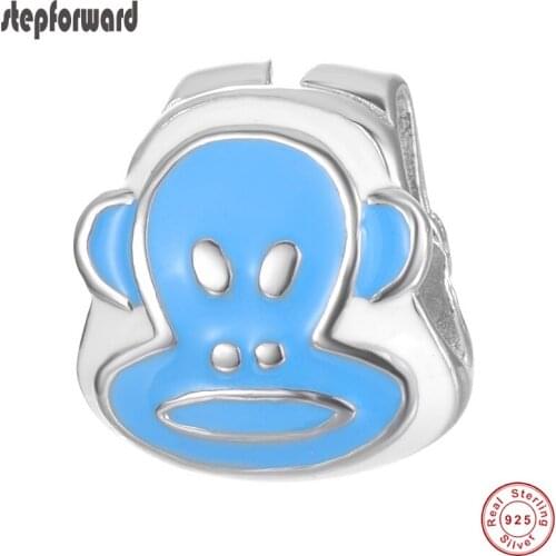 Handmade DIY Cute Animal Monkey Design Fashion Jewelry Enamel 925 Sterling Silver Monkey Charm Pendant Lovely Unique Jewelry