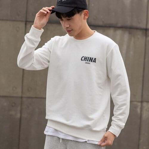 Spring Autumn Men Casual Sweatshirts China Letter Printed Men Oversized Hoodies 2021 Korean Man Casual Loose Pullovers O-Neck