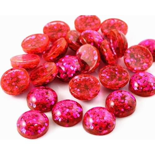 New Fashion 40pcs 12mm Rose Red Color Flat Back Resin Flower Cabochons Cameo G7-22