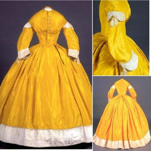 2017 new!Luxs Yellow Vintage Costumes Victorian Dresses 1860S Scarlett Civil War dress Cosplay Lolita dresses US4-36 C-1117
