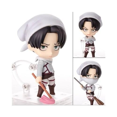 NEW hot 10cm Attack on Titan Levi Rivaille Rival Ackerman mobile cleaner Action figure toys doll collection Christmas gift