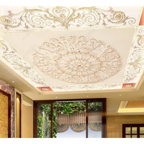 Custom European Pattern Border Wallpaper Murals 3D Ceiling Upscale Stereoscope Living Room Bedroom Ceiling Room Wall Decor