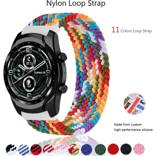 Nylon Braided strap For Ticwatch 2/C2/E/GTH band 20mm 22mm wristband bracelet for Ticwatch Pro 3 GPS LTE GTX E2 S2 band