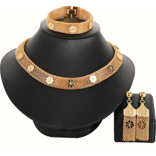 Luxury Womens Jewelry Set Wedding Party Butterfly Crystal Necklace Earrings Bracelet Ring High Quality Indian Gold Jewelry Set