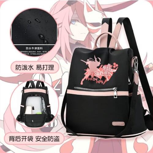 Honkai Impact 3 Yae Sakura Cosplay Backpack Student School Oxford Bag Lovely Girls Female Travel Laptop Rucksack Casual Gift