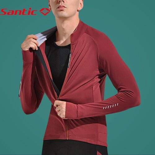 Santic Winter Cycling Jersey for Men Full Zipper Long Sleeve Breathable Bicycle jersey Fleece Warm Bike Sports Clothing S-4XL