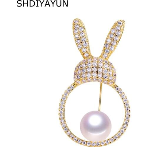 SHDIYAYUN 2019 Pearl Brooch For Women Cartoon Lovely Totoro Brooches Pins Natural Freshwater Pearl Fine Jewelry Accessories G