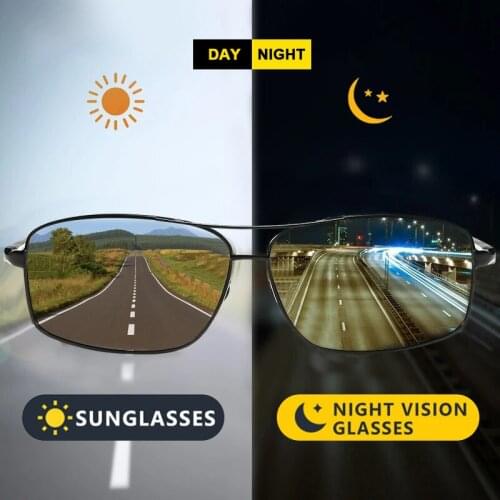 Men Photochromic Sunglasses Polarized Driving Sunglasses For Women Anti-glare Night Vision Goggles Aluminum Frame UV Protection