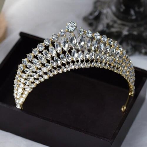 Baroque Style Crystal Brides Tiaras Headpieces Bridal Headbands Wedding Hair Accessory Prom Head Wear