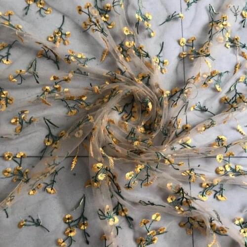 1 Yard Lovely Flower Embroidered Net tulle lace Fabric African Lace Material Sew On Wedding Dress Clothes Fabric Diy Accessories