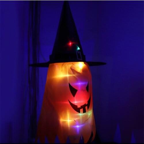 Halloween Decoration Glowing Ghost Hat Battery Operated Horror Decoration Glow In The Dark Hanging Ornament Gifts for Guests