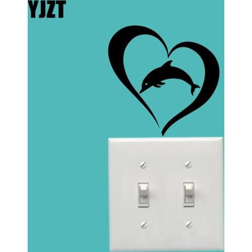 YJZT Dolphin Animal Cartoon Home Room Decor Switch Sticker Vinyl Wall Decal Love Heart 17SS0216