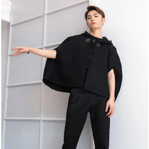 M-4XL hooded cape coat cloak Mao Nizi shawl coat thick coat tide short section British Korean version of the small autumn and wi