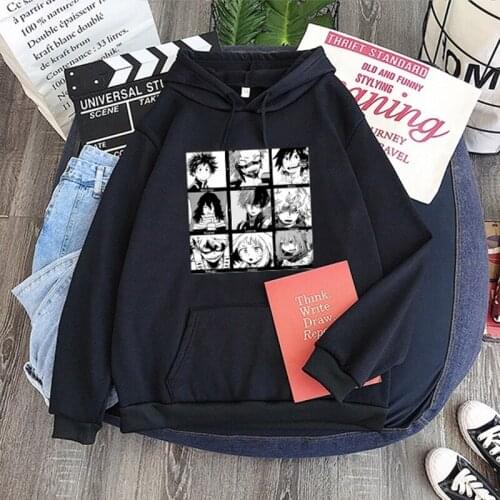 Womens Hoodies Cartoon Anime Men Women Pullover Hoodies Sweatshirts My Hero Academia Print Anime Hoody Streetwear Tops