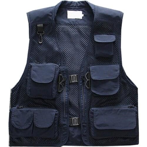 2020 Mens Fishing Vest V-neck Collar Photography Vest Outdoor Casual Vest Male Summer Outdoor Multifunctional