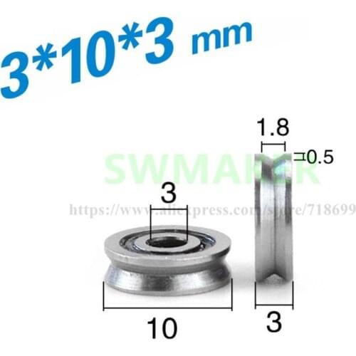 1pcs 3*10*3mm V groove pulley ball bearing miniature 1 cm cm outer diameter 10mm rolling conductor wheel fine wire guide wheel
