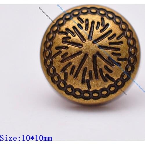 10mm 50pcs DIY COPPER FLORAL ENGRAVED LEATHERCRAFT Fasteners STUD RIVET CONCHO FOR LUGGAGE BAG LEATHER BELT SHOES